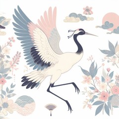 white heron in flight