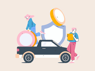 Naklejka premium Buy insurance for car flat character vector concept operation illustration 