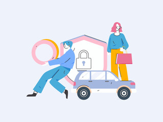 Buy insurance for car flat character vector concept operation illustration
