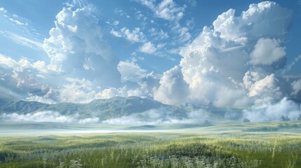 Vast Grassland Scenery: Serenity and Expanse