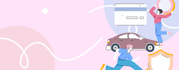 Buy insurance for car flat character vector concept operation illustration
