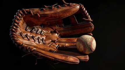Baseball glove and baseball ball