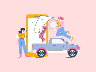 Buy insurance for car flat character vector concept operation illustration
