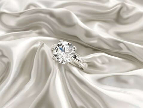 Luxurious Diamond Ring Nestled in Silky Elegance:A Timeless Embodiment of Sophistication