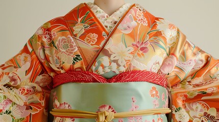 A woman wearing a kimono with floral patterns