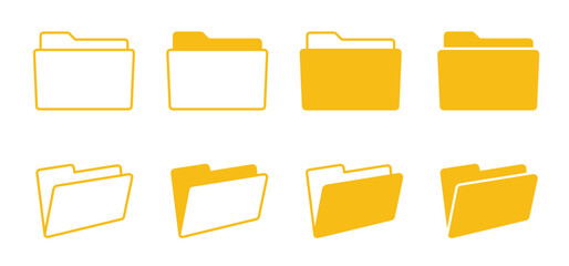 Yellow file management concept. Computer files directory, line pattern. Folders organised in a system of storage. Scheme made from empty maps. Folder with network. Computing map. Data storage.