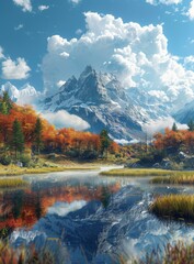 Majestic Mountain Panorama in Autumn Hues