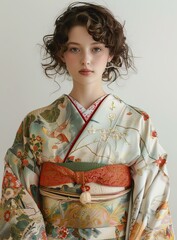 Woman in Traditional Japanese Kimono