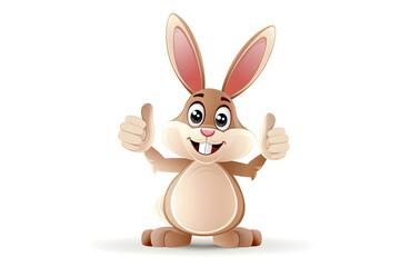 Obraz premium Happy Easter bunny with thumbs up celebrating World Smile Day on an isolated white background.