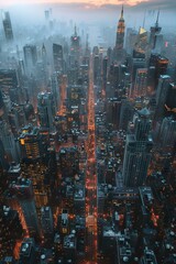 Naklejka premium New York City High-Rise Buildings Street View