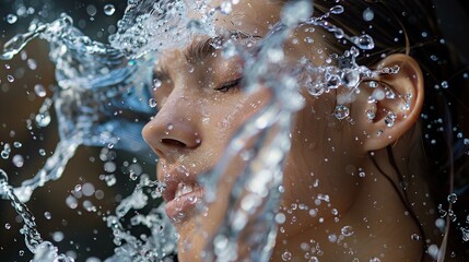 Fototapeta premium splashing water on a woman face
