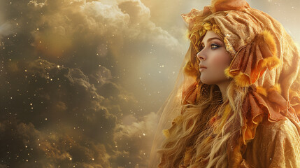 lion zodiac sign as a human, unrealistic portrait of a woman as a lion; astrology, horoscope, future prediction