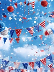 Obraz premium Vibrant Independence Day Parade with Patriotic and American Flags