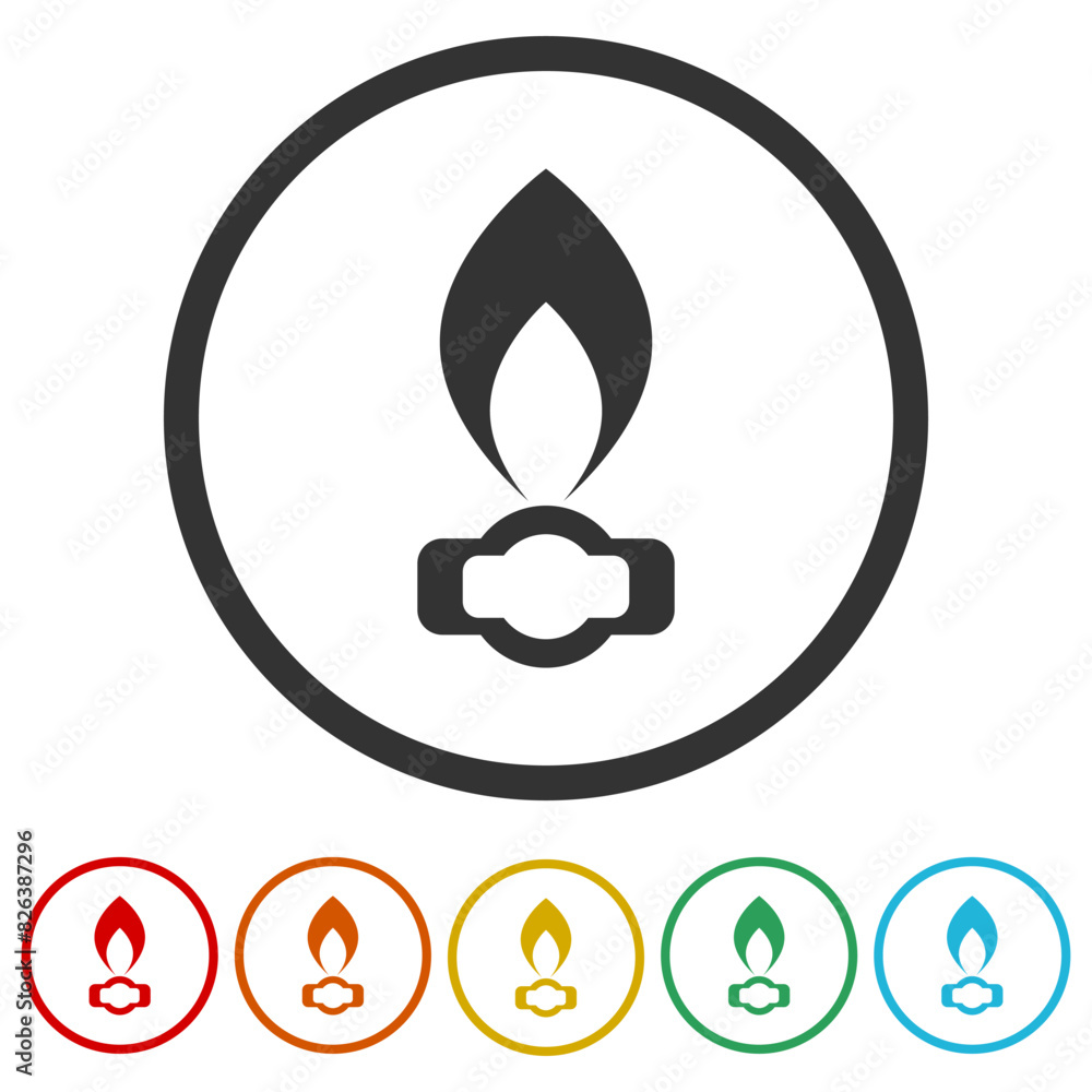 Poster gas flame simple icon. set icons in color circle buttons