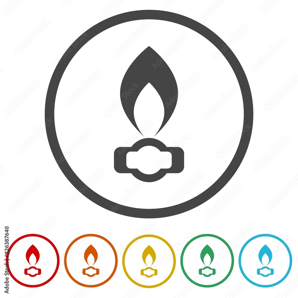 Poster gas flame simple icon. set icons in color circle buttons