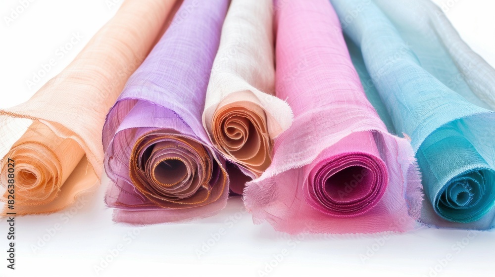 Aufkleber a row of colorful fabric rolls, each with a different color