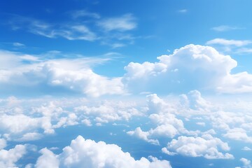 Blue sky background with tiny clouds. Cumulus white clouds. 3d illustration