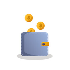 wallet with coins, saving money, graphic for business