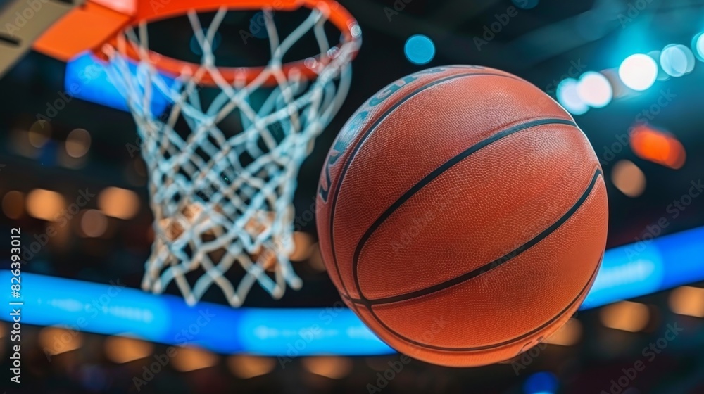 Aufkleber generate an image of a basketball player sinking a three-point shot during a basketball game.