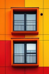 Obraz premium Vibrant orange and red building facade
