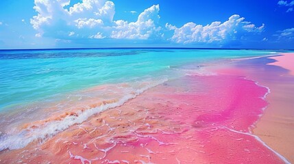Pink sands beach paradise with turquoise waters