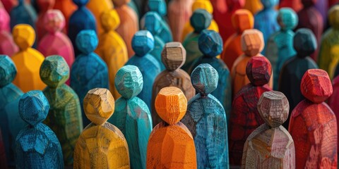 Colorful wooden figures representing diversity, equity, inclusion and belonging. DEIB concept