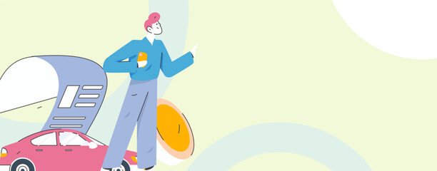 Buy insurance for car flat character vector concept operation illustration
