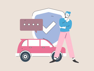 Buy insurance for car flat character vector concept operation illustration

