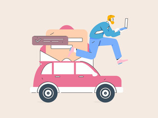 Buy insurance for car flat character vector concept operation illustration
