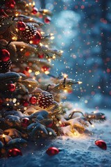 Christmas Tree in Snowy Field