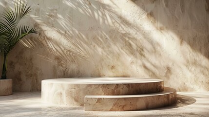 Round Stone Display Stand for Interior Decoration