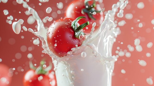 Fresh Milk and Ripe Tomato YouTube Thumbnail Illustration with Space for Title Text in the Middle