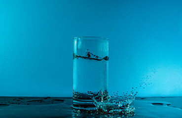 glass of water ice cold water water drops blue background, water, glass, drink, pouring, liquid, cold, splash, drop, splashing, bubble, clear, fresh, white, clean, blue, freshness, transparent, bevera