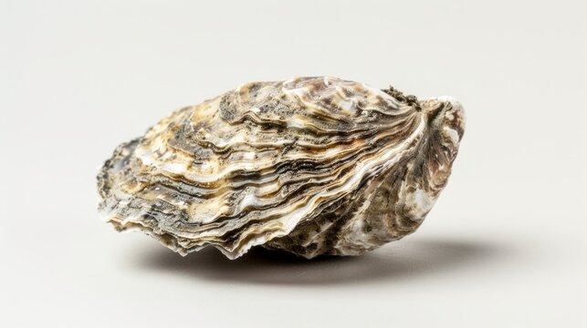 Textured oyster shell on white background