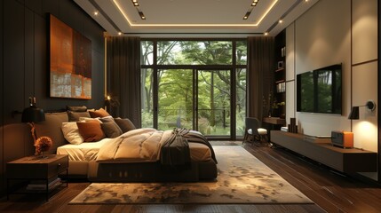 Modern Minimalist Bedroom with Warm and Comfortable Atmosphere