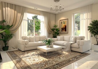 Modern Living Room with Natural Sunlight