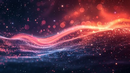Wavy Particle Background with Red and Blue Glow
