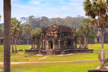 Angkor Wat, ancient temple ruins in Cambodia