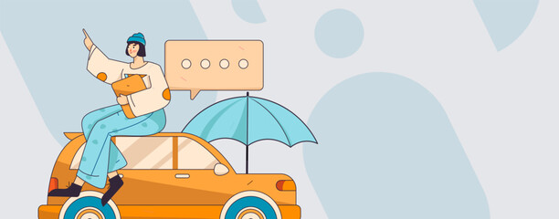 Fototapeta premium Buy insurance for car flat character vector concept operation illustration 