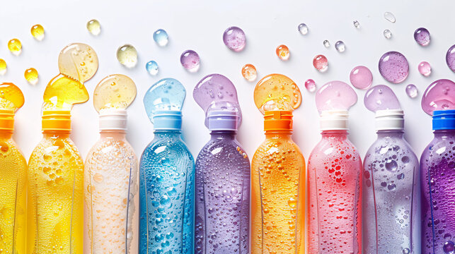 Collection of bath and shower gels isolated on white background