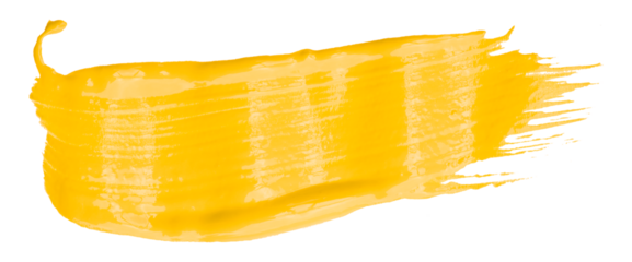 Yellow brush strokes isolated on transparent background.