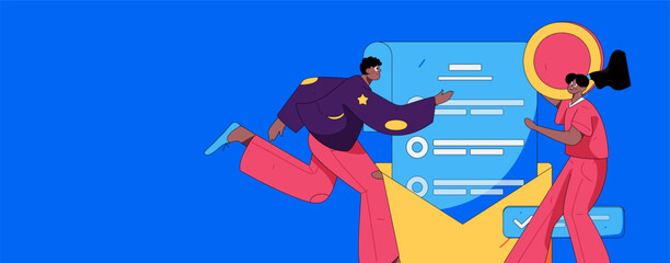 Buy insurance for car flat character vector concept operation illustration
