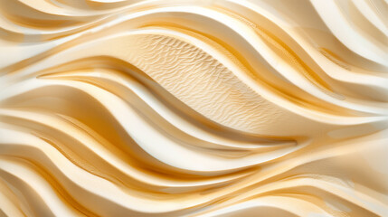 Closeup of textured sand dunes in a desert, showcasing intricate patterns and warm golden tones....