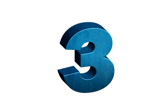 Number Three 3D text in Blue Color And Blue Lines, number 3 Blue color report, progress, transparent, PNG