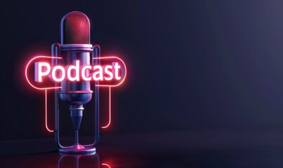 Microphone with the word podcast, podcasting and social media
