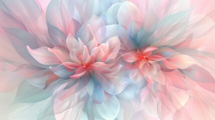 Obraz premium Soft, delicate digital artwork of dreamy flowers in pastel colors