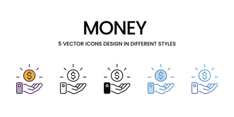 Money icons vector set stock illustration.
