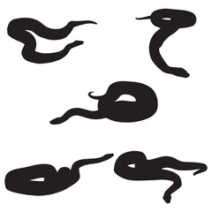 Set of Python Snake Silhouette Vector Illustration