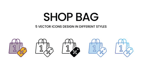 Shop Bag icons vector set stock illustration.