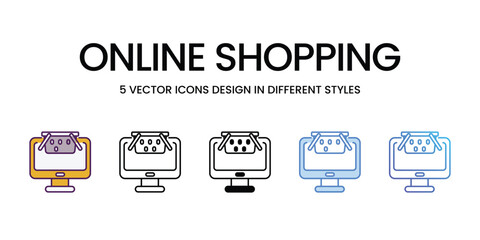 Online Shopping icons vector set stock illustration.